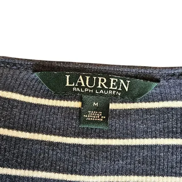 Ralph Lauren Striped Long Sleeve Preppy Top Navy White Women's Medium - Picture 3 of 6